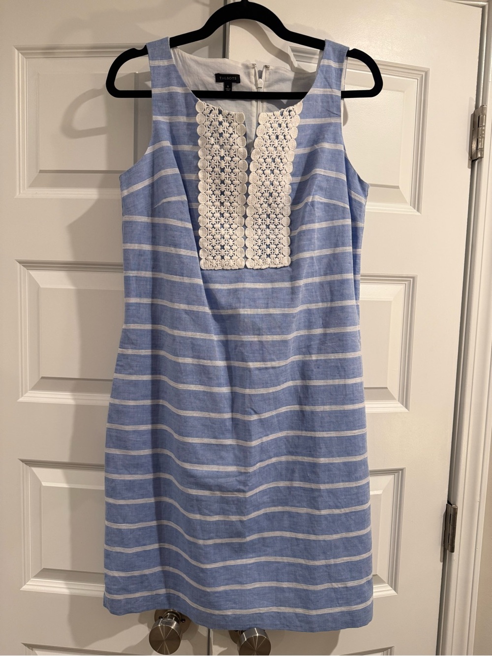 Talbots Blue Striped Linen-Blend Dress